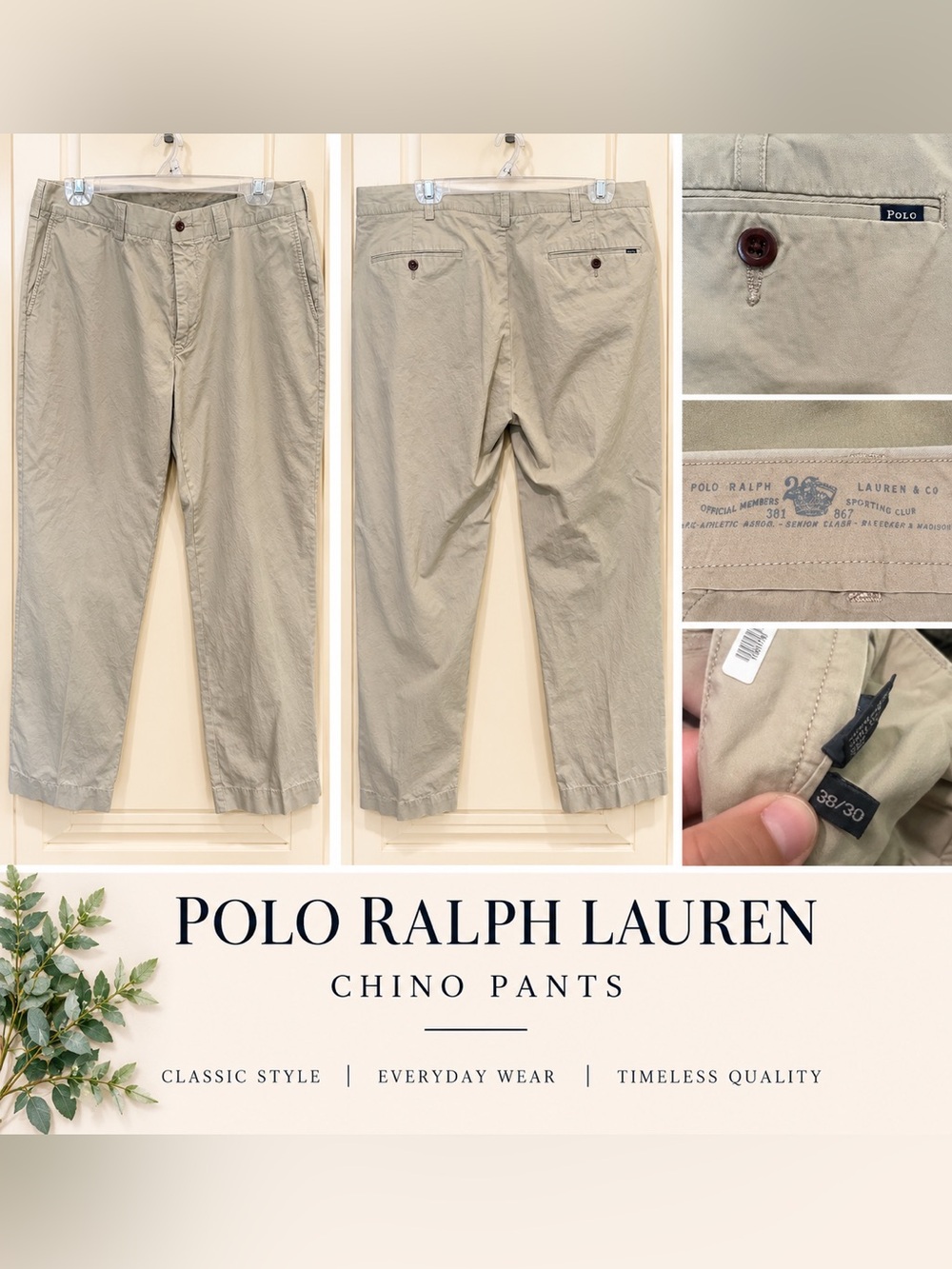 Polo by Ralph Lauren Light Khaki Cotton Chinos 36x30